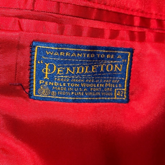 PENDLETON PURE VIRGIN WOOL BLAZER JACKET NAVY BLUE GOLD TONE BUTTONS MENS 42 - Picture 7 of 9